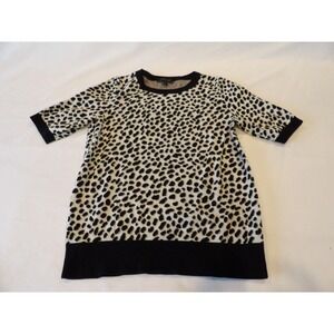 Ann Taylor Medium Cheetah Print Sweater Tee Medium Short Sleeve Big Cat Animal